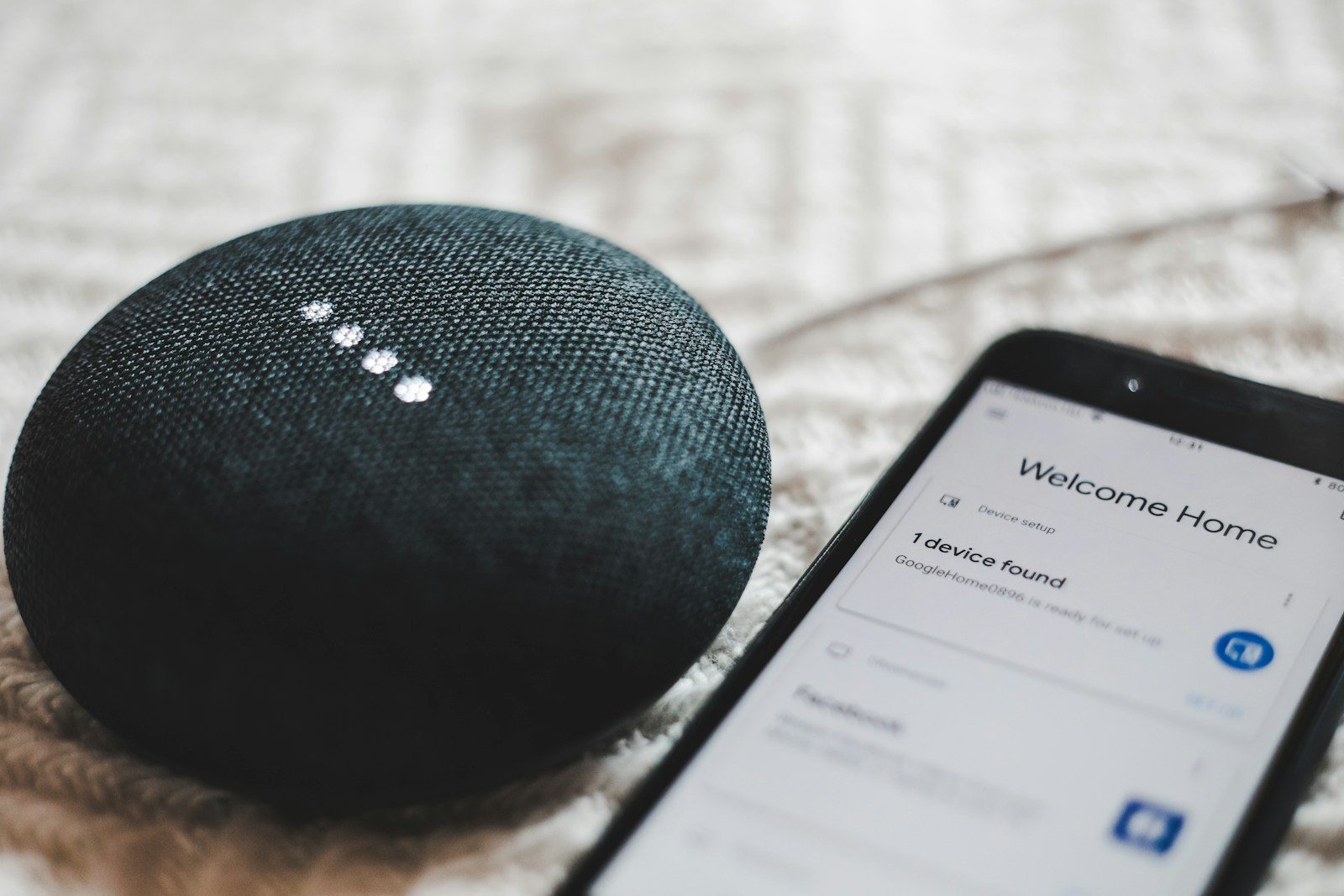Smart speaker, smart plugs, and video doorbell ready for home automation setup